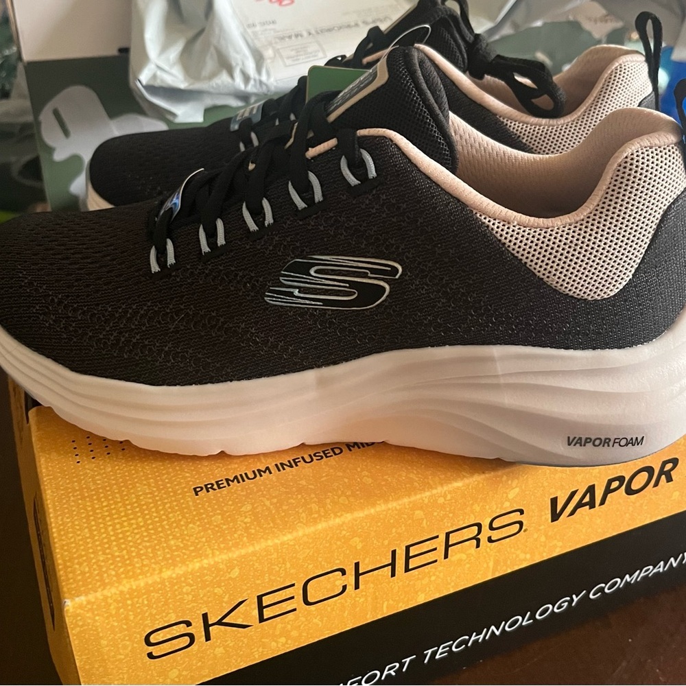 Skechers Black and White Vapor Foam Sneakers